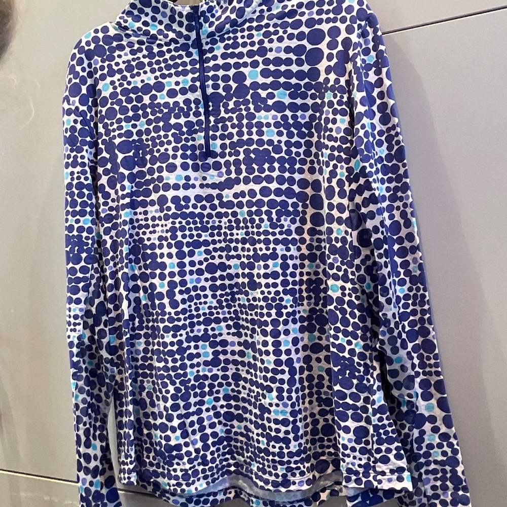 IBKUL MOCK NECK LONG SLEVE UPF+50 1/4 ZIP  BLUE LIGHT BLUE AND WHITE